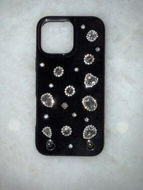 iPhone 16 Pro Max Black Velvet Gemstone Case - Hello Lux